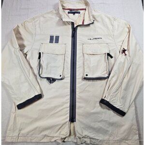 Tommy Hilfiger Beige Utility Field Jacket XL Full Zip Pockets Hong Kong Y2K